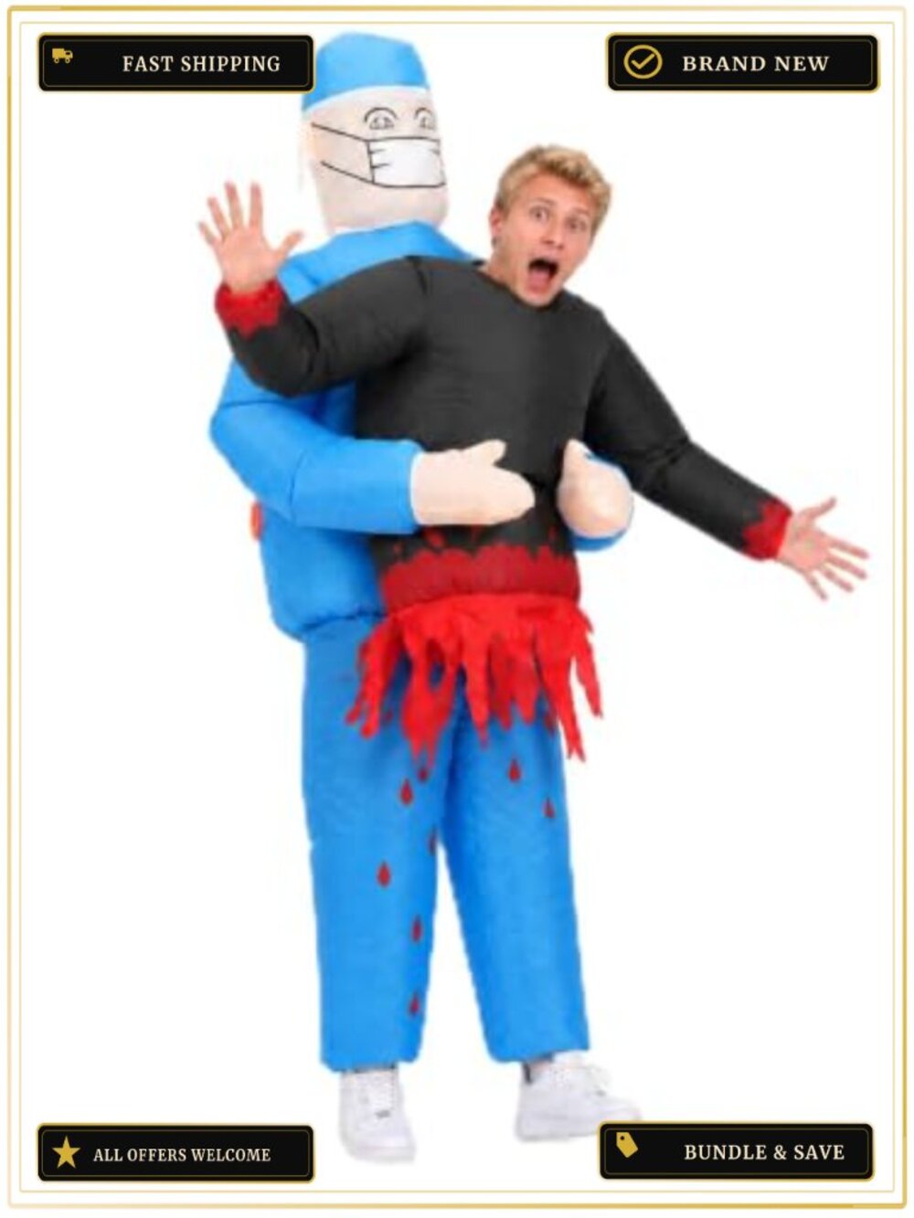 Inflatable Doctor Costume Adult Blow Up Suit Halloween Cosplay Novelty